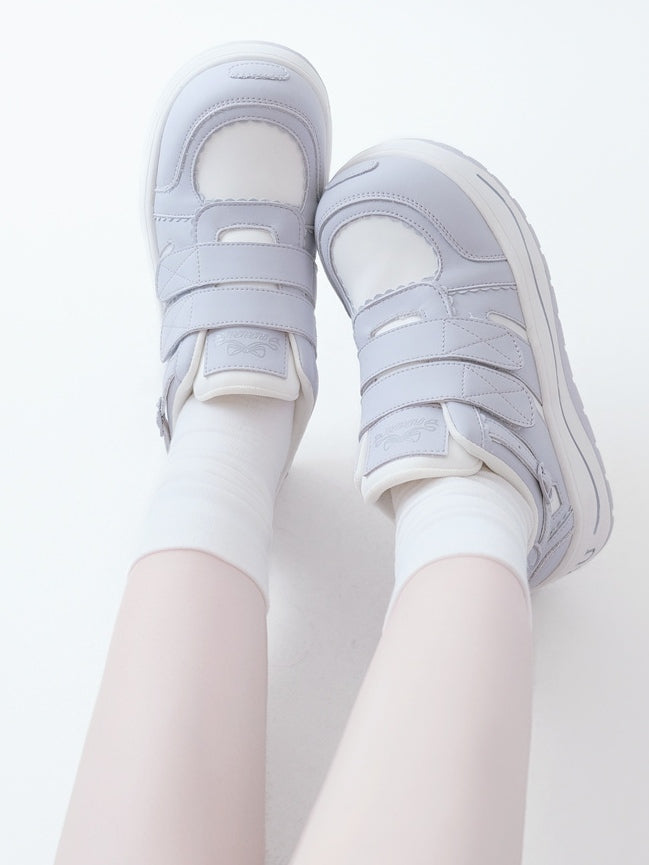 Purple Velcro Strap Closures Platform Sneakers