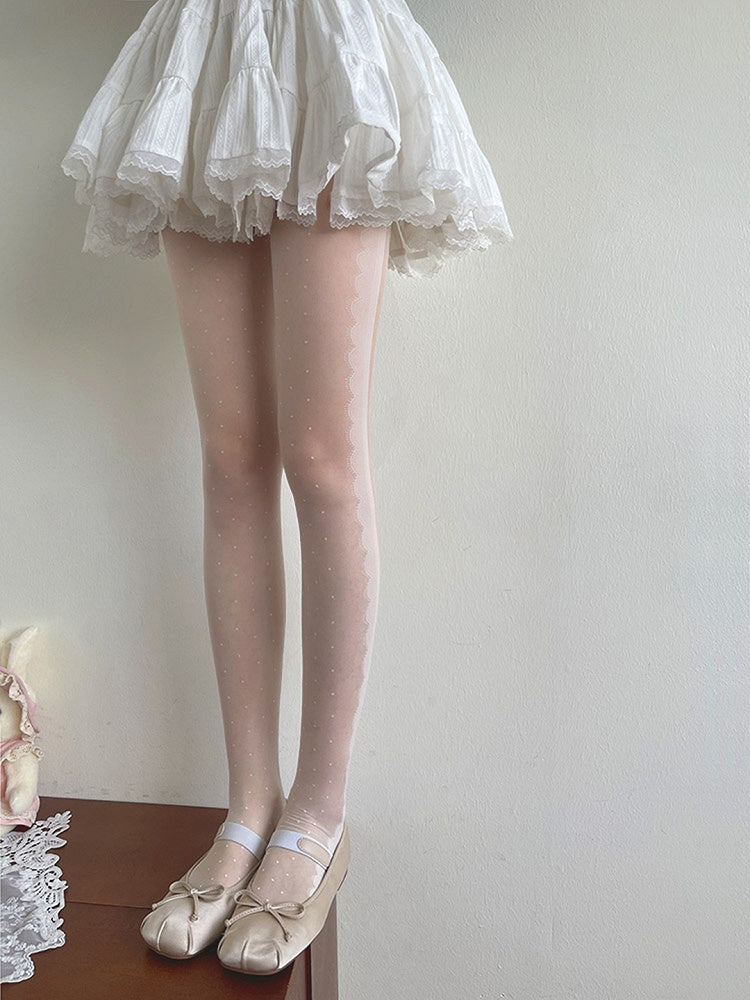 White Polka-dot Pattern Lolita Tights