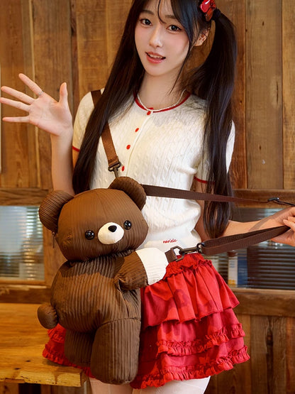 Brown Cute Bear Backpack/Crossbody Bag