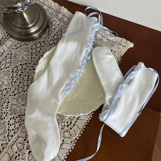 4 Color Options Lace-up Detail Underknee Stockings