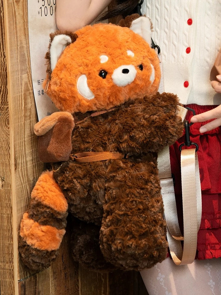 Cute Red Panda Brown 40cm Plush Backpack/Crossbody Bag + Keychain
