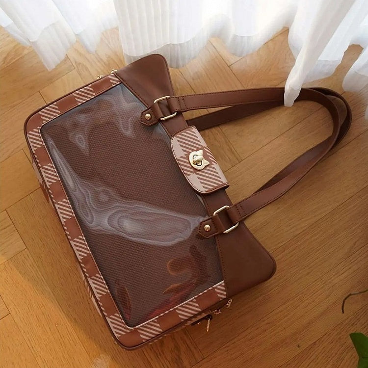 Plaid Pattern Large Capacity Brown Ita Tote Bag