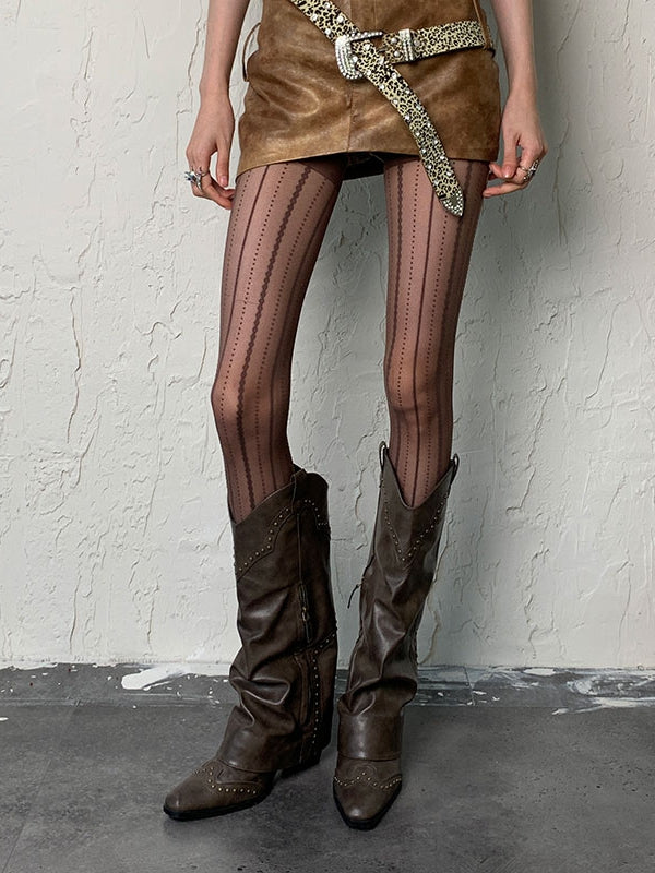 6 Color Options Y2K Striped Pattern Tights