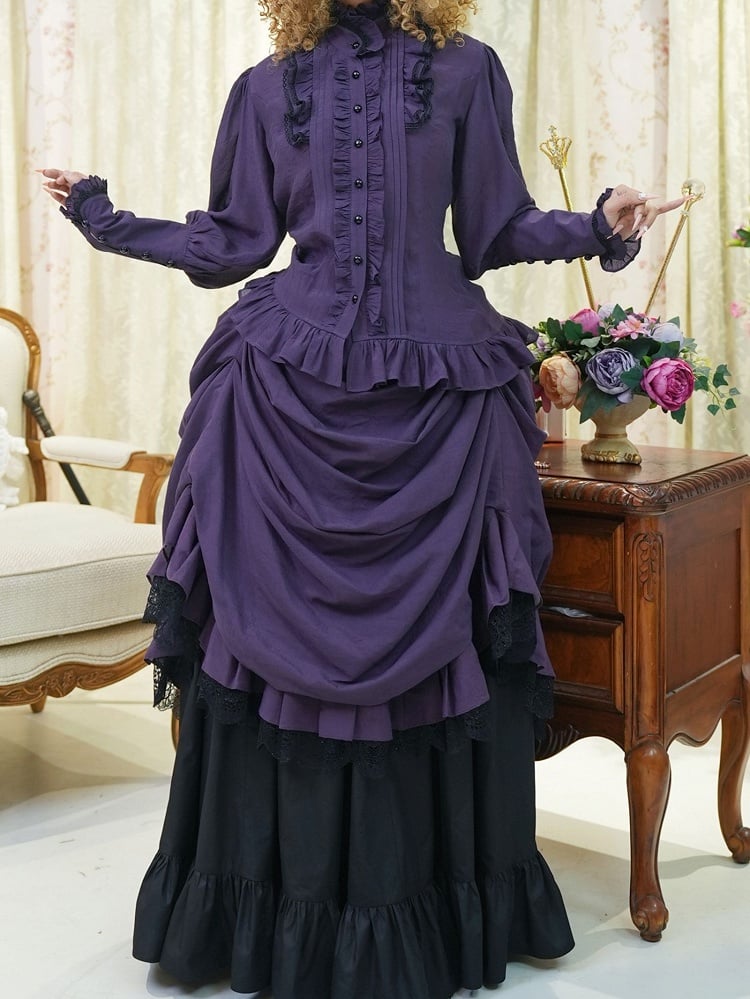 Clearance - Size M for Waist 72CM Victorian Bustle Historical Costume Skirt
