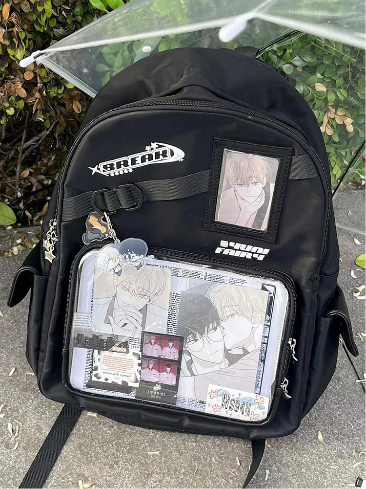 Star Decoration Black Large Capacity Unisex Daily Ita Backpack