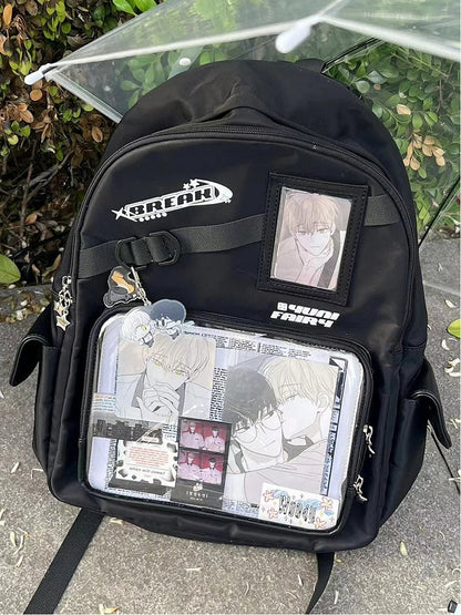 Star Decoration Black Large Capacity Unisex Daily Ita Backpack