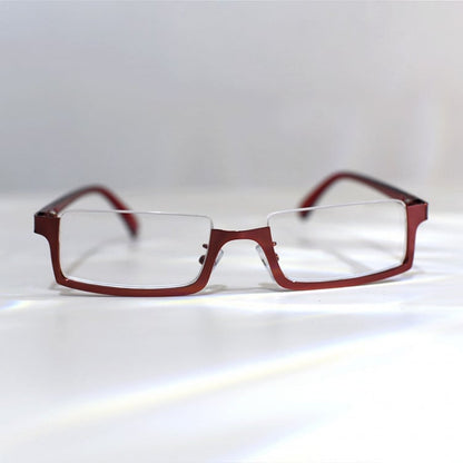 Cyberpunk Gothic Wine Red/Black Half-Frame Glasses