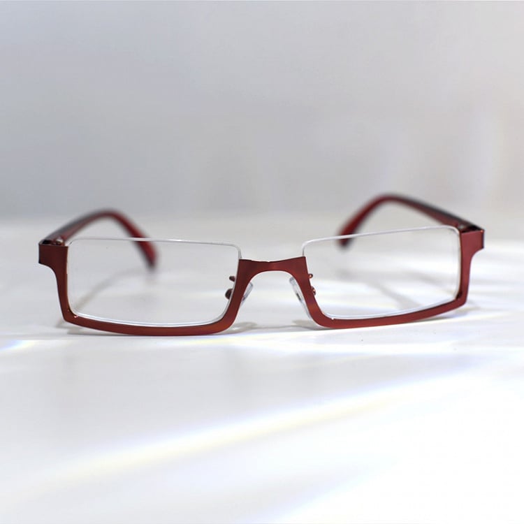 Cyberpunk Gothic Wine Red/Black Half-Frame Glasses