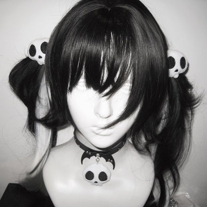 Black & White Plush Skeleton Design Punk Hairclips