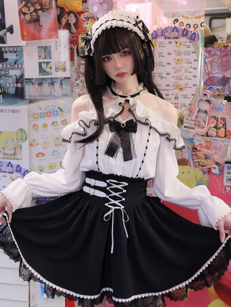 Jirai Kei Open Shoulders Long Sleeves White Blouse Best Seller