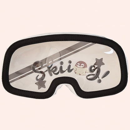 White Star Print Backpack Ita Bag With Goggles-Shaped Ita Bag