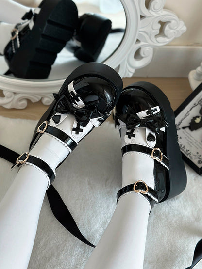 Black Bunny Ear Design Bowknot Sweet Lolita Platforms