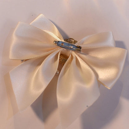 Black/White Beaded Charm Bowknot Decorated Lace Wrist Cuffs