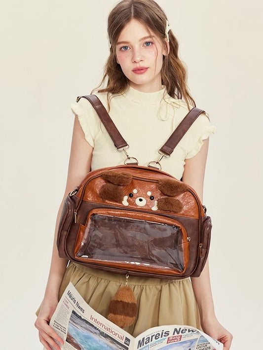 Brown Cute Red Panda Ita Backpack/Crossbody Bag