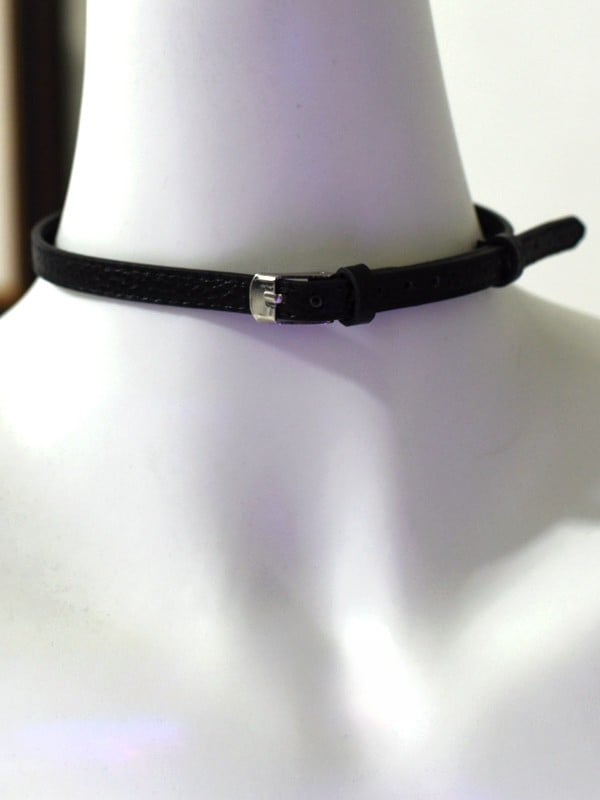 Black Cyberpunk Buckle Choker + Cross Charm Necklace