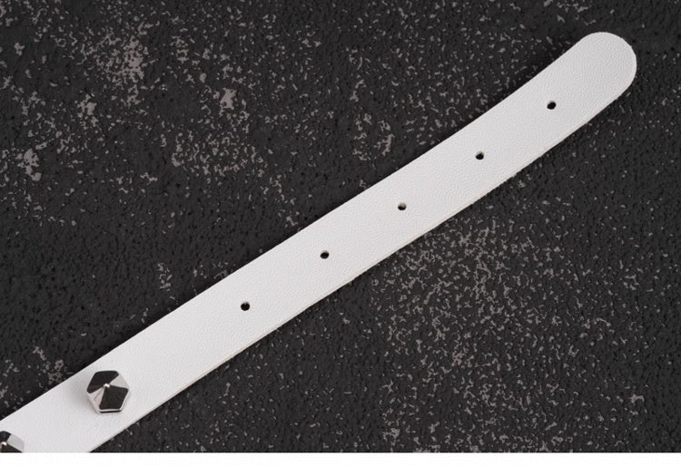 Heart Pendant White Gothic Studs PU Choker