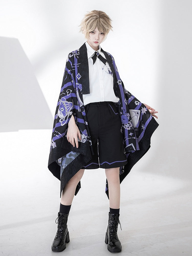 White Summer Ouji Fashion Tea Cup Embroidery Pocket Shirt