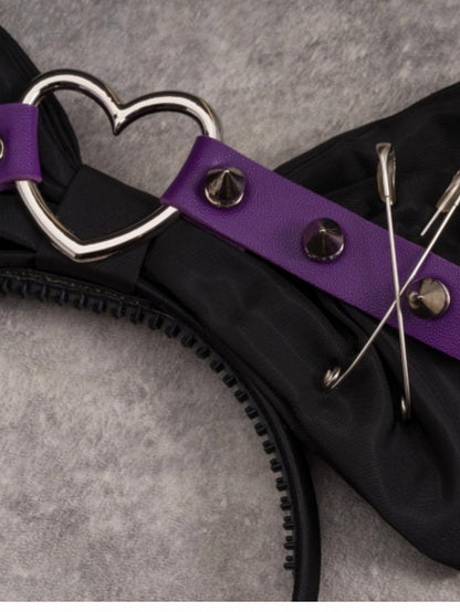 Black And Purple Heart Buckle With Studs KC