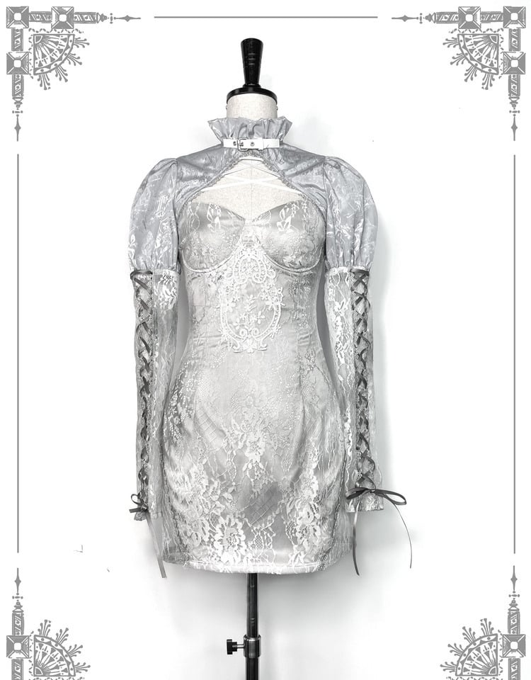 Clearance - Size M for Shoulders 32CM Rose Funeral Gothic Stand Collar Long Sleeves Cropped Jacket