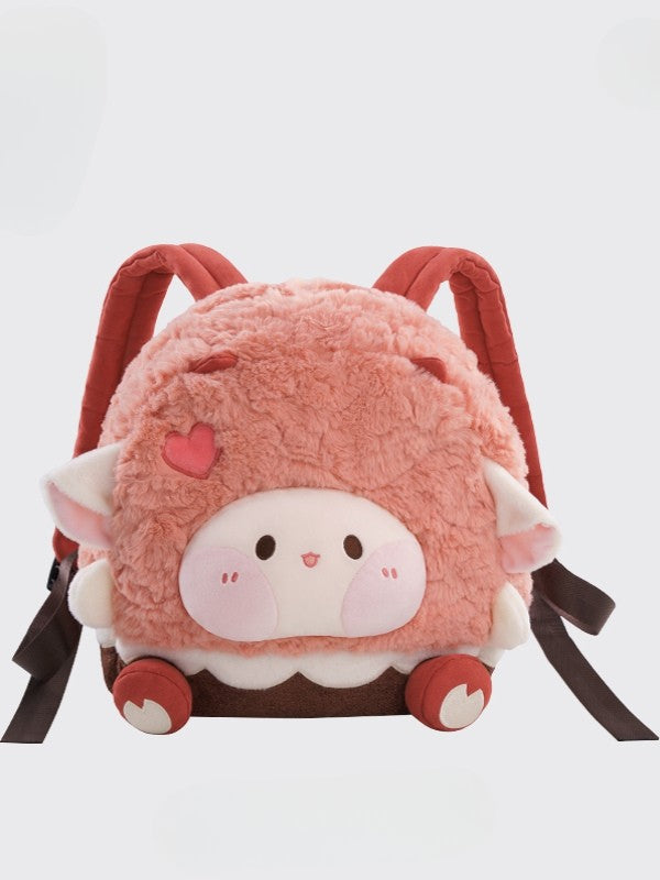 Pink Heart Design Cute Plush Lamb Backpack Middle/Large Size