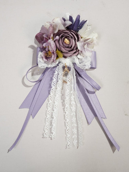 Purple Bowknot Floral Brooch