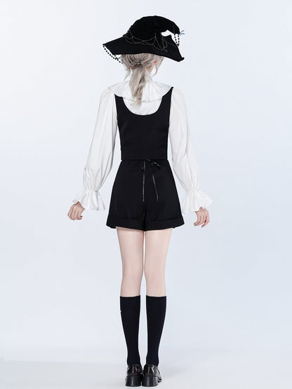 Ouji Fashion Clown Vibes White Shirt with Separate Collar and Polka Dot Bowtie