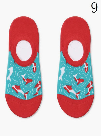 17 Options Colorful Ankle Socks With Cake/Apple/Bear/Puppy/Bowknot/Polka-dot/Striped Pattern/Floral Print