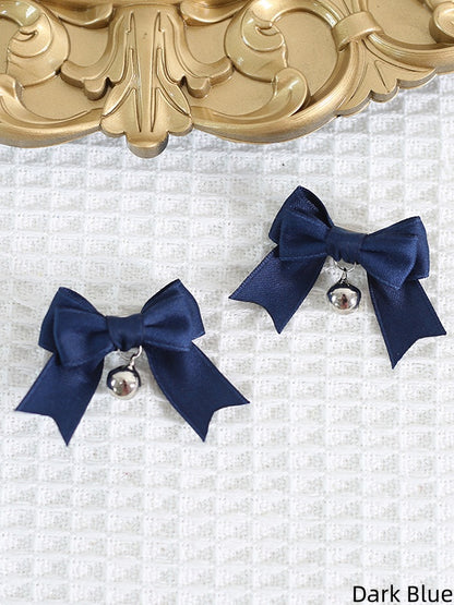 14 Colors A Pair of Cute Bowknot Hairclips with Bell Charm