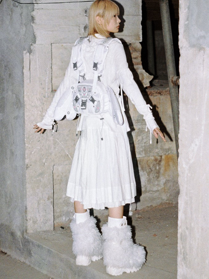 White Angel Mech Bag with Detachable Wings & Convertible Strap