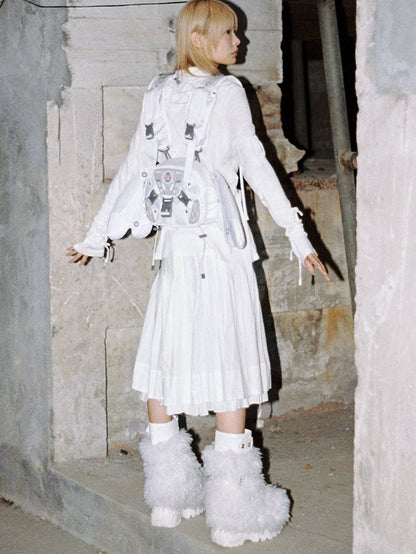 White Angel Mech Bag with Detachable Wings & Convertible Strap