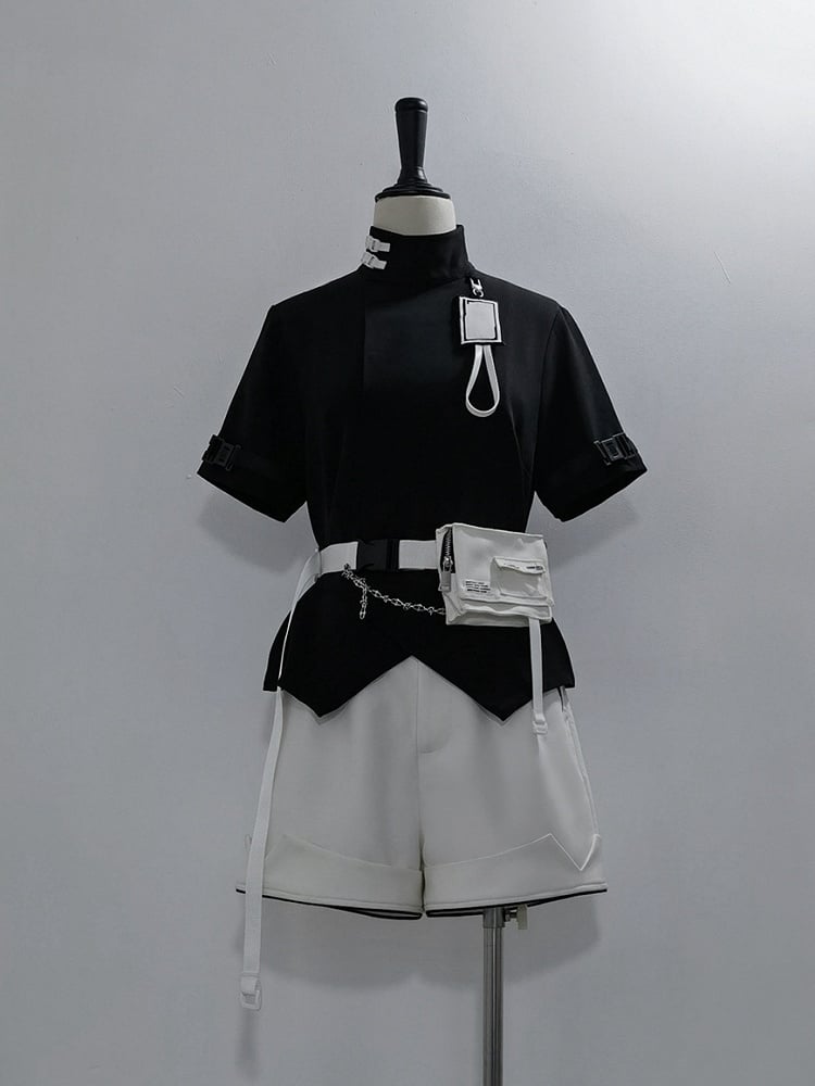 White Cyberpunk Urban Techwear Ouji Lolita Shorts