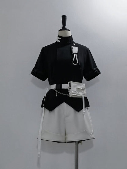 White Cyberpunk Urban Techwear Ouji Lolita Shorts
