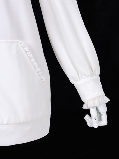 Gothic Charm Jirai Kei Hoodie with Lace and Cross Details