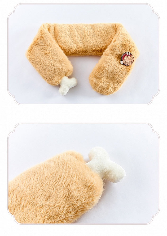 Yellow Winter Turkey Leg Plush Scarf