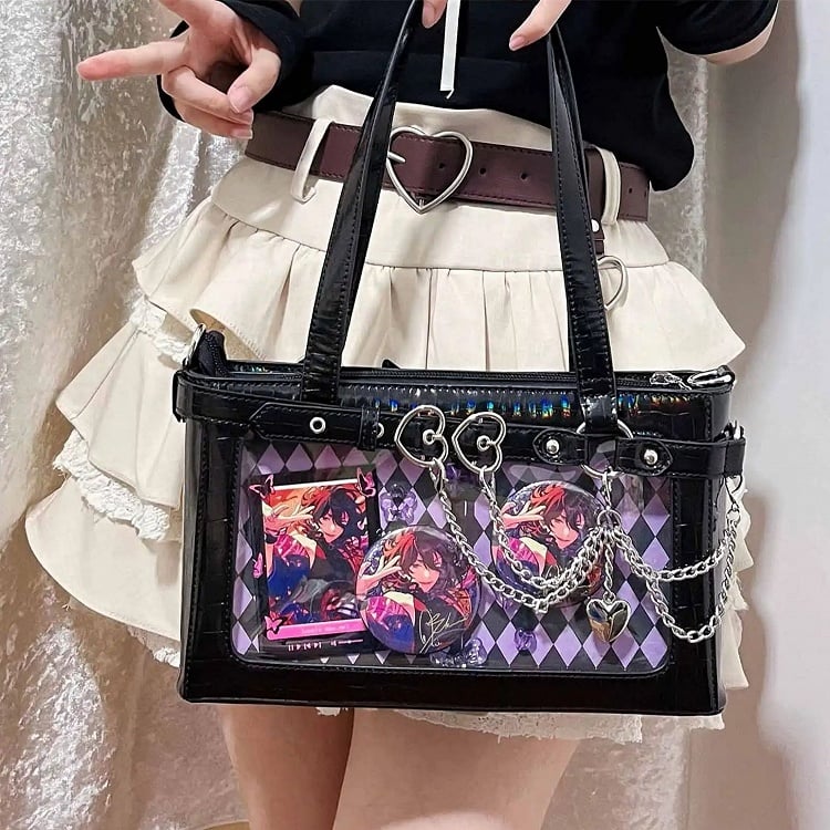 Detachable Chains Black Ita Shoulder Bag