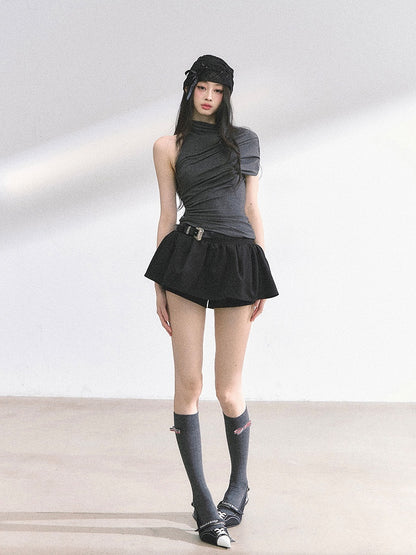 Gray Slim-fitting T-shirt Two Ways Wear