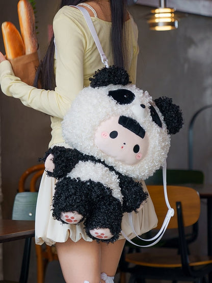 Black&White 38cm Plush Panda Backpack Detachable Shoulder Straps