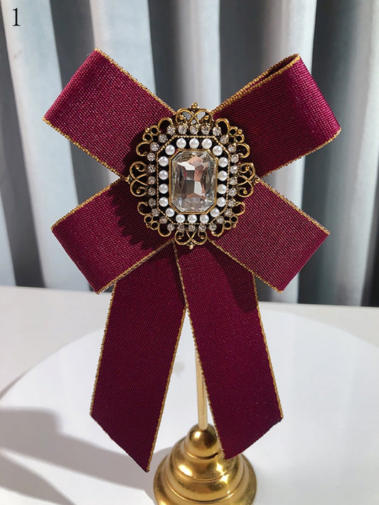 8 Options Preppy Style Rhinestone Decorated Bow Tie