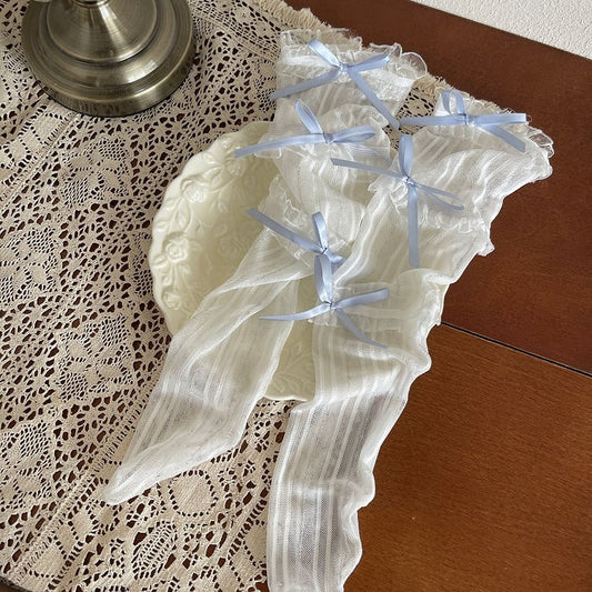 4 Color Options Bowknot Details Tulle Underknee Stockings
