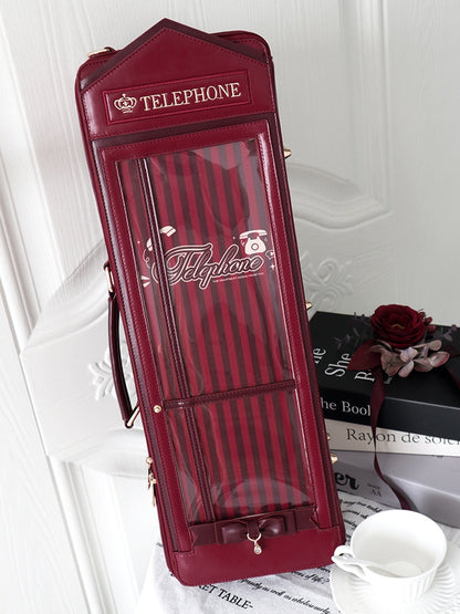 Red Telephone Booth-shaped 1/4 Scale BJD Doll Bag with Two Straps