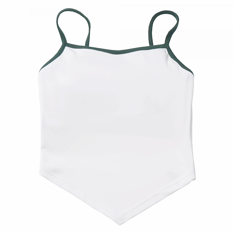 Contrast Green Trim White Cami Top