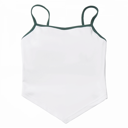 Contrast Green Trim White Cami Top