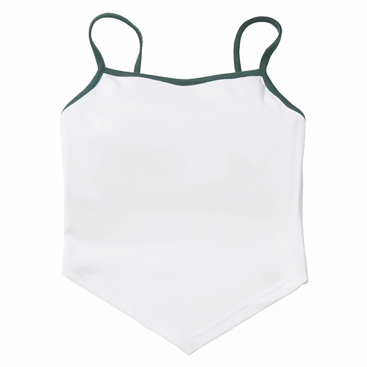 Contrast Green Trim White Cami Top
