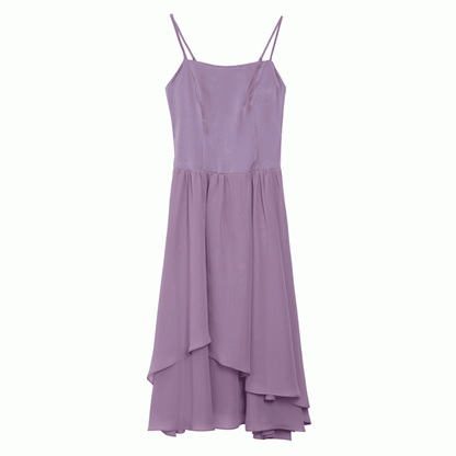 Purple Chiffon Spaghetti Strap Dress Long/Short Version