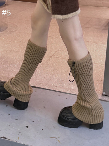 8 Options Drawstring Knitted Leg Warmers