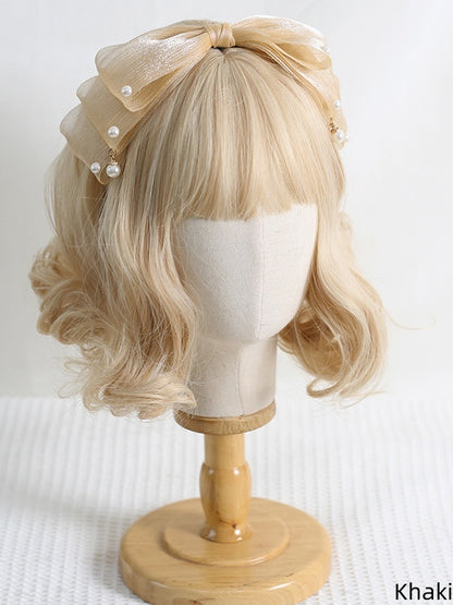 13 Colors Cute Lolita Pearlescent Gauze Bowknot KC with Bead Decorations