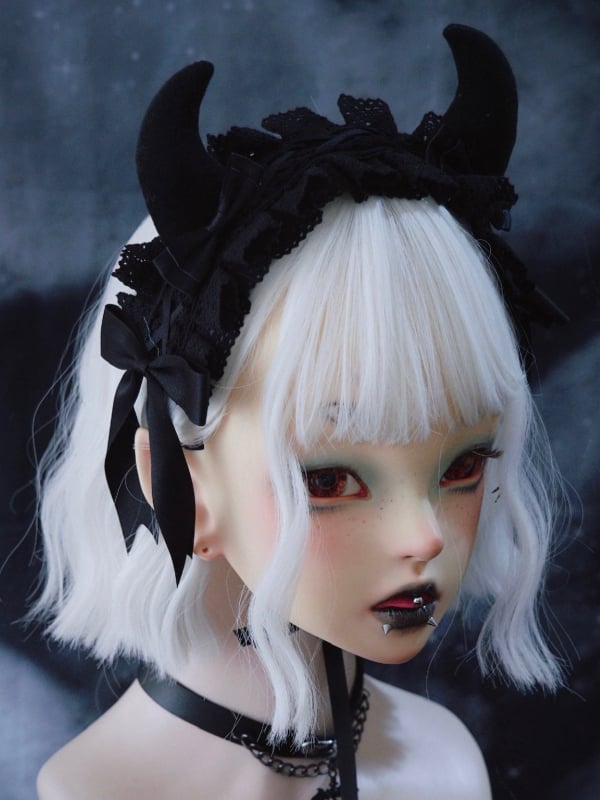 Gothic Black Handmade Devil Horns Hairband