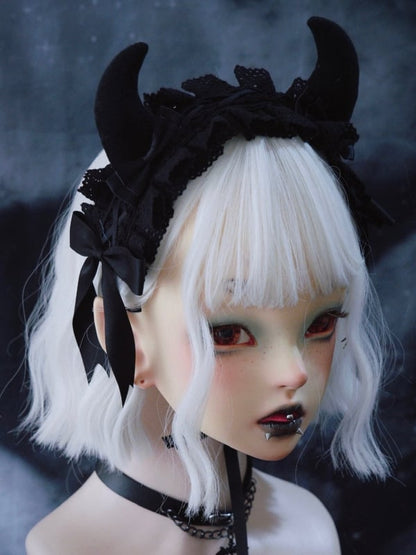 Gothic Black Handmade Devil Horns Hairband