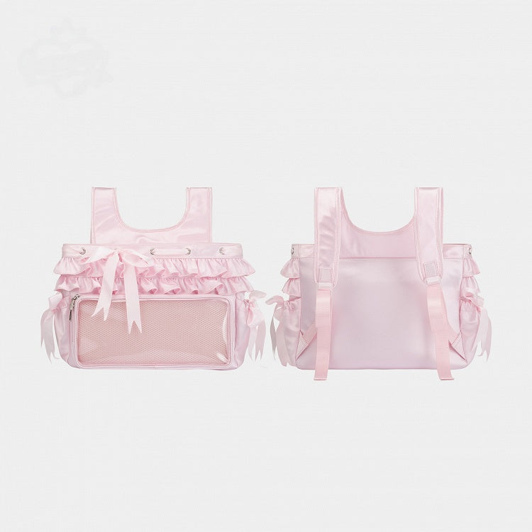 Pink Ruffle Trim Bow Accents Balletcore Ita Backpack