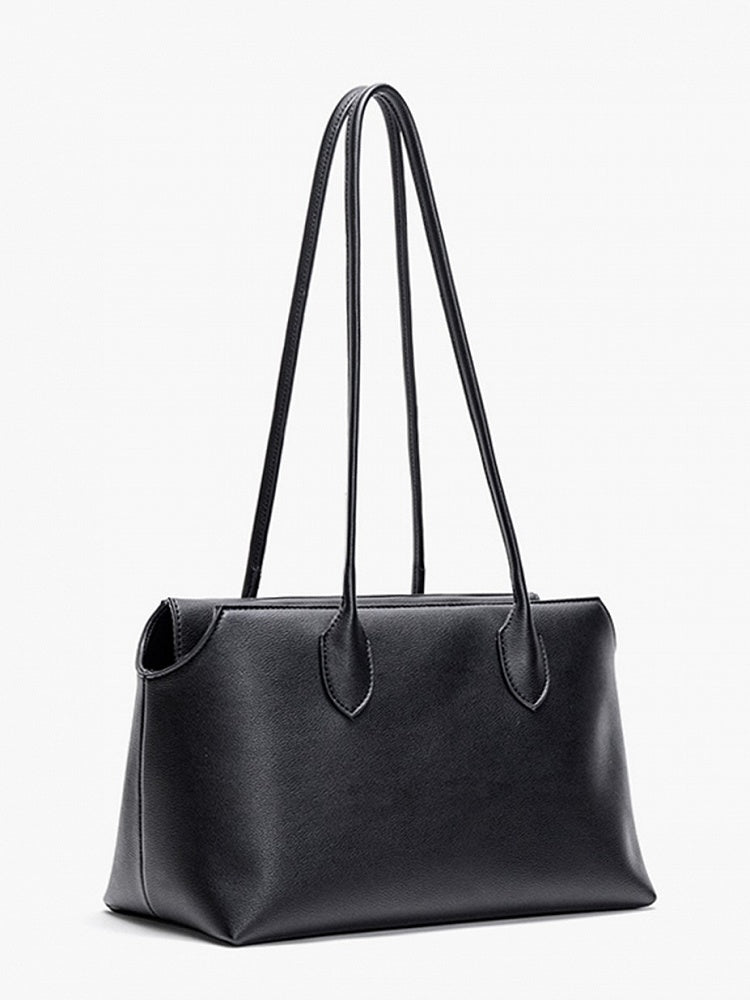 Black Minimalist Soft-Sided One-Shoulder Tote Bag - Spacious And Stylish